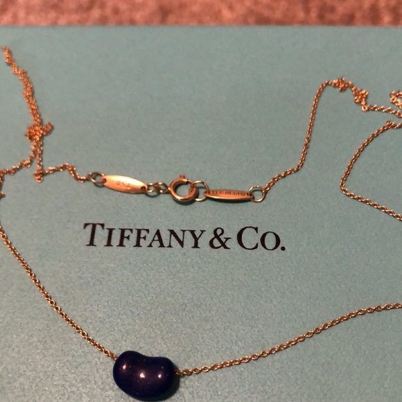 (SOLD) Tiffany blue lapis bean necklace - Picture 2 of 6